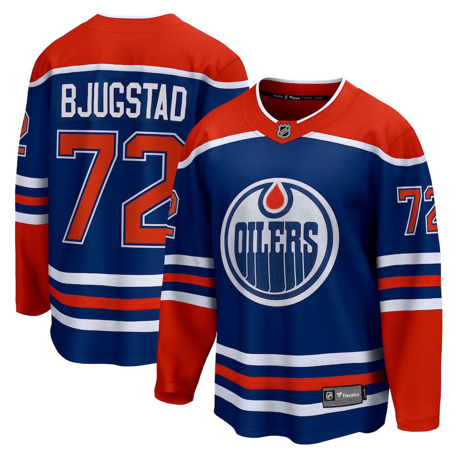 Men Edmonton Oilers 72 Nick Bjugstad Fanatics Branded Royal Home Breakaway NHL Jersey